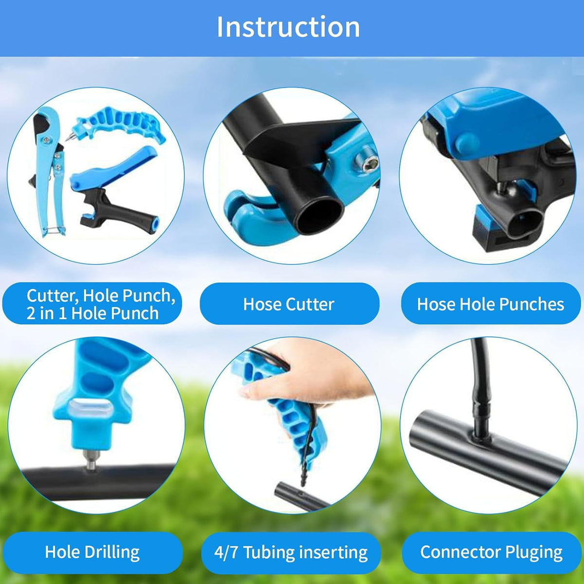 1/4" Drip Irrigation Tool Kit – Tubing Cutter, 4mm Hole Punch & 4/7mm Tube Insertion Tool