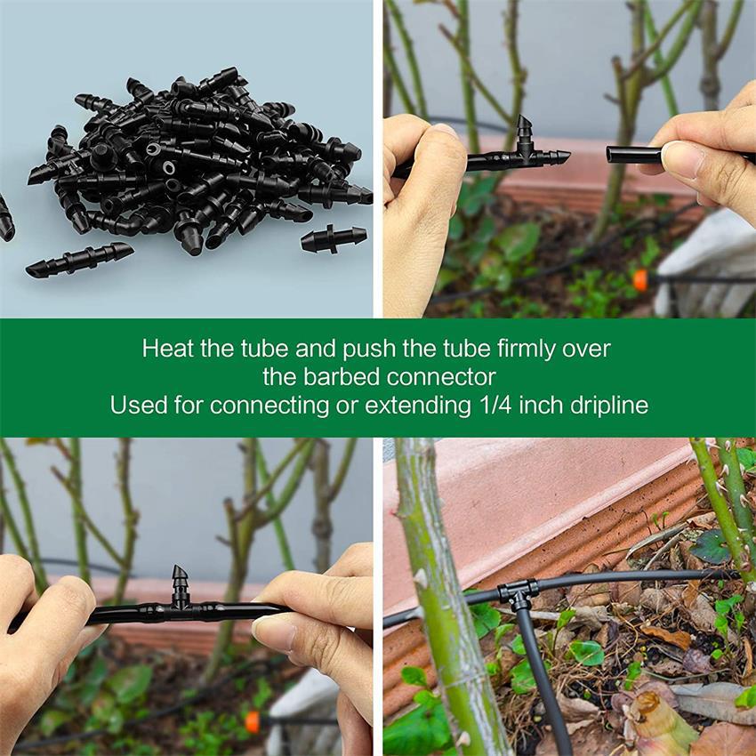 1/4" Drip Irrigation Barbed Connector Kit – Tee, Elbow, Straight & End Plug Fittings