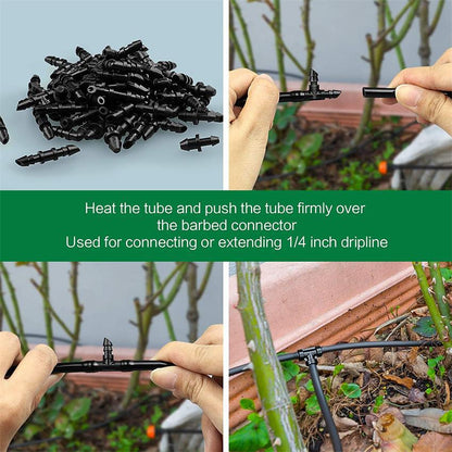 1/4" Drip Irrigation Barbed Connector Kit – Tee, Elbow, Straight & End Plug Fittings