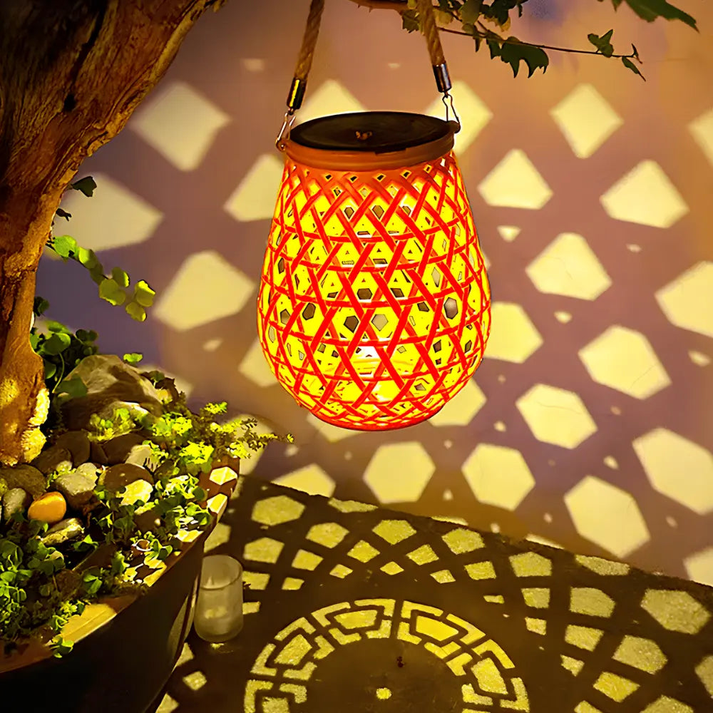 Solar Rattan Pattern Lantern