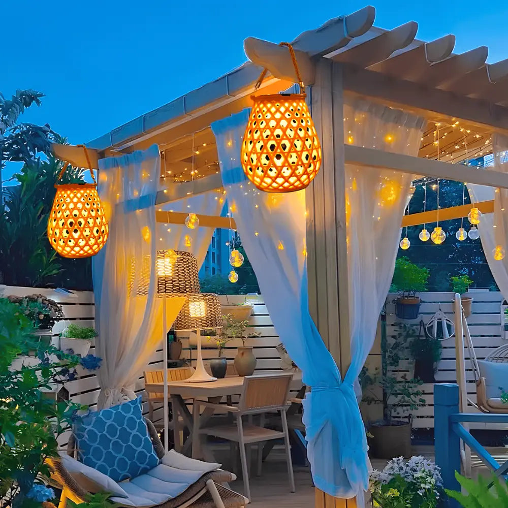 Solar Rattan Pattern Lantern