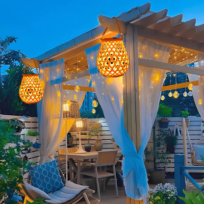 Solar Rattan Pattern Lantern