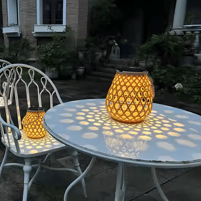 Solar Rattan Pattern Lantern