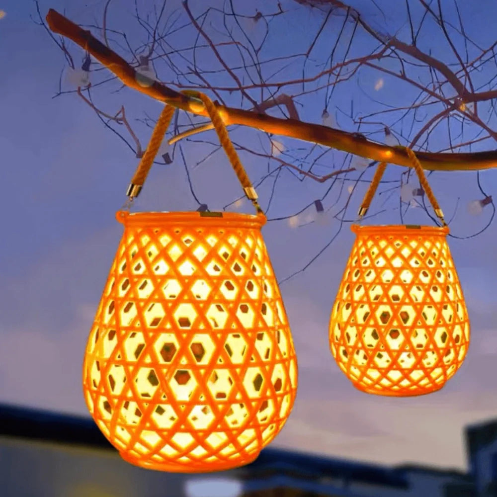 Solar Rattan Pattern Lantern