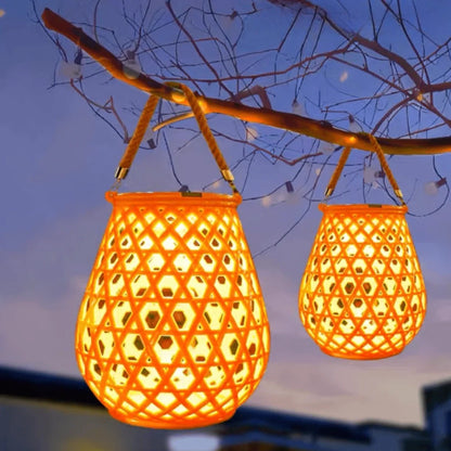 Solar Rattan Pattern Lantern