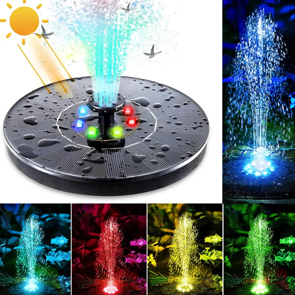 Solar Water Fountain with LED Lights