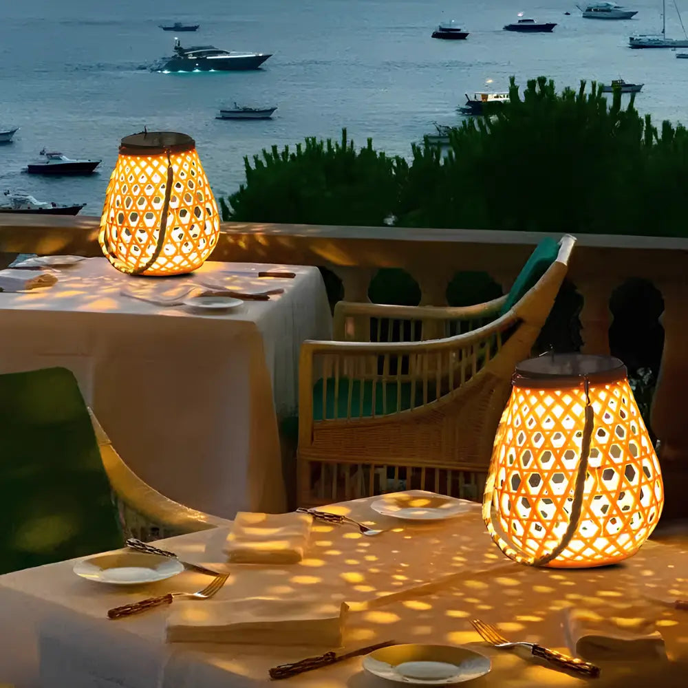 Solar Rattan Pattern Lantern