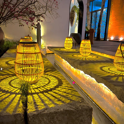 Solar Rattan Pattern Lantern