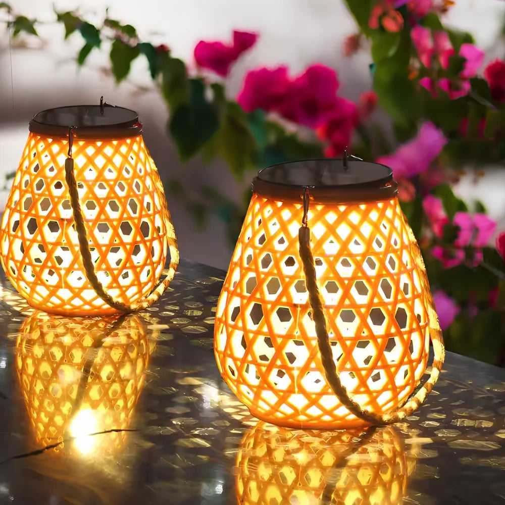Solar Rattan Pattern Lantern