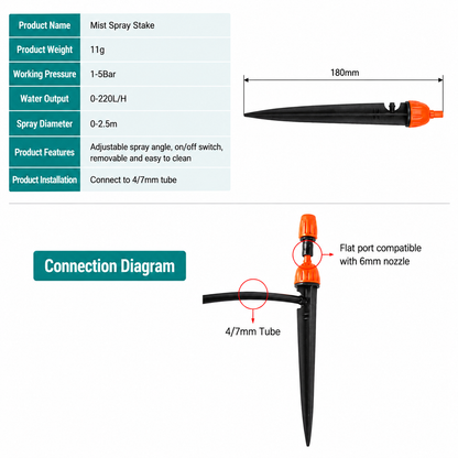 Adjustable Mist Sprinkler Stake