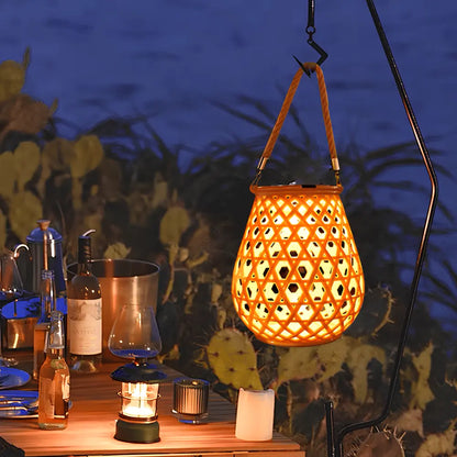 Solar Rattan Pattern Lantern