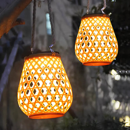 Solar Rattan Pattern Lantern