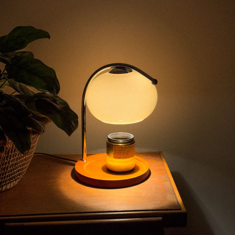 The Solange - Lucy’s Lamps is a modern table lamp with candle warmer lamp functionality. Aesthetic retro stained glass lamp ideal as a bedside table lamp, small desk lamp, or minimalist side table lamp. Perfect for bedroom table lamps or modern lamp for living room styling. Explore Lucys Lamps for more home lighting ideas.