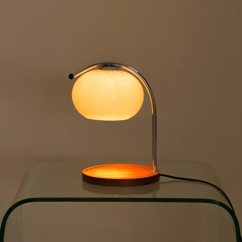 The Solange - Lucy’s Lamps is a modern table lamp with candle warmer lamp functionality. Aesthetic retro stained glass lamp ideal as a bedside table lamp, small desk lamp, or minimalist side table lamp. Perfect for bedroom table lamps or modern lamp for living room styling. Explore Lucys Lamps for more home lighting ideas.