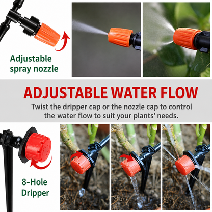 131FT / 40M Drip Irrigation Kit – Adjustable Garden Watering System