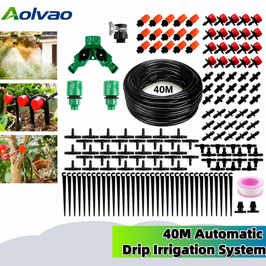 131FT / 40M Drip Irrigation Kit – Adjustable Garden Watering System